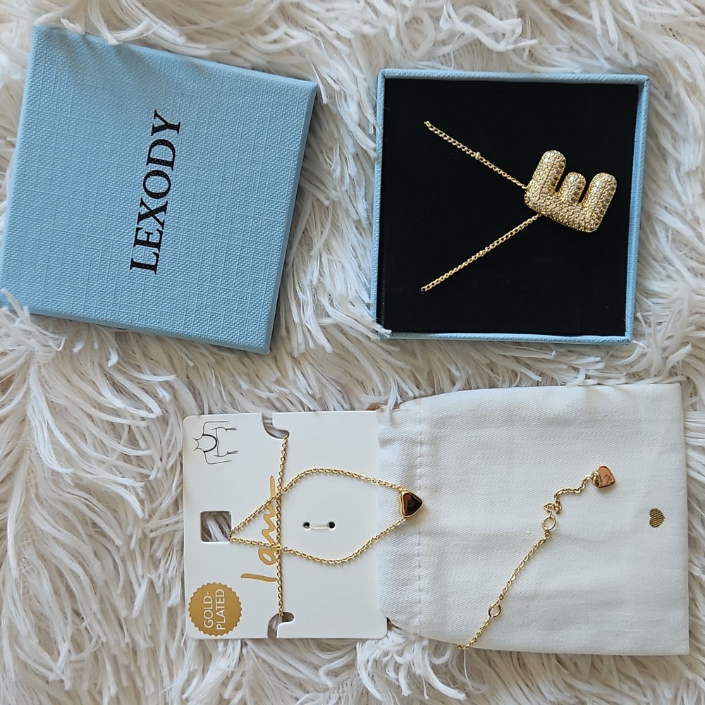 NEW BUBBLE Initial Pendant Necklaces SET